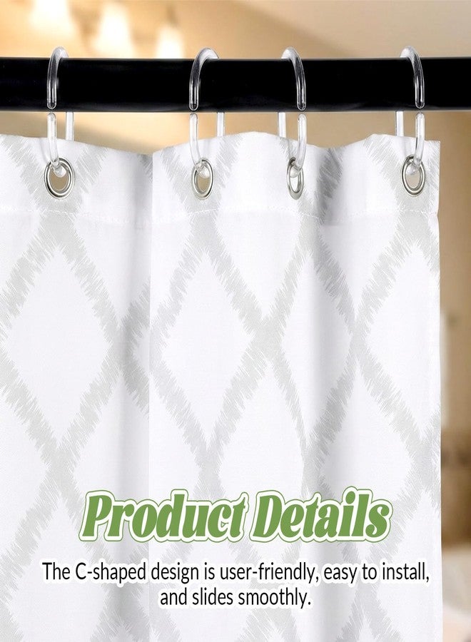 Larrel 48 PCS Shower Curtain Hooks, Plastic C-Shaped Shower Rings for Curtain Simple Practical Bathroom Curtains Hooks for Showers Tub Window Rods Liner Bathroom(Clear) - Image 3