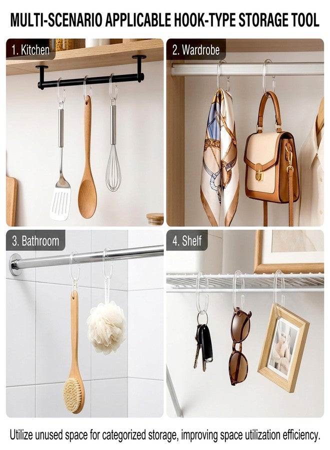 Larrel 48 PCS Shower Curtain Hooks, Plastic C-Shaped Shower Rings for Curtain Simple Practical Bathroom Curtains Hooks for Showers Tub Window Rods Liner Bathroom(Clear) - Image 4