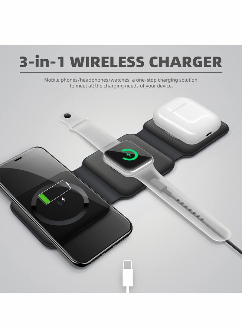 Excefore Wireless Charging, 3 in 1 Wireless Charger,Wireless Magnetic Fast Charging Foldable Dock station Charger for iPhone 13/12/11/8/Pro/Max,for iWatch,forAirPods 3/2/Pro and for Samsung  - Image 3