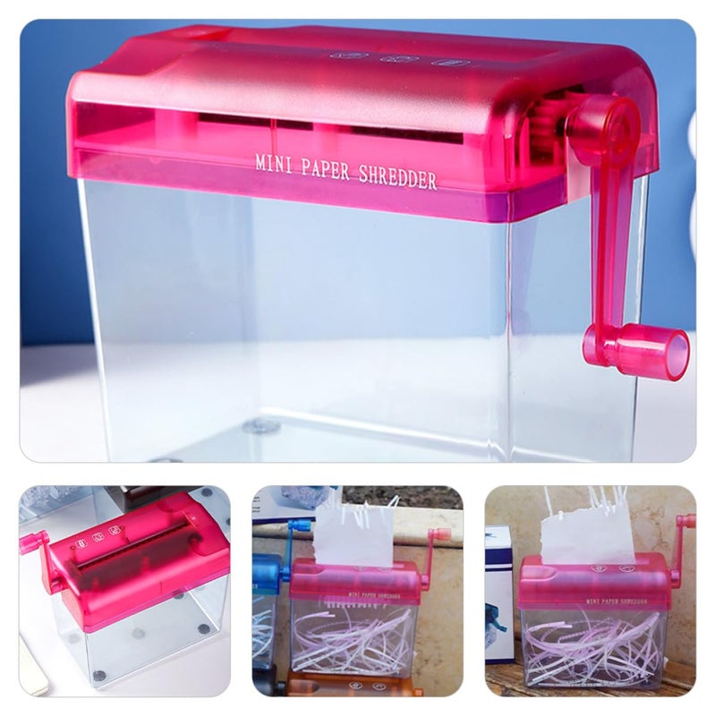 Red Manual Desktop Paper Shredder Portable Handheld For Home Office School Use - Image 5