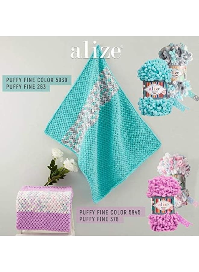 Alize Puffy Fine Yarn Baby Blanket Yarn Lot of 3skn 300gr 48yds 100% Micropolyester Soft Yarn Hand Knitting Yarn Super Chunky Bulky Woven Worested Yarn (263) - Image 2