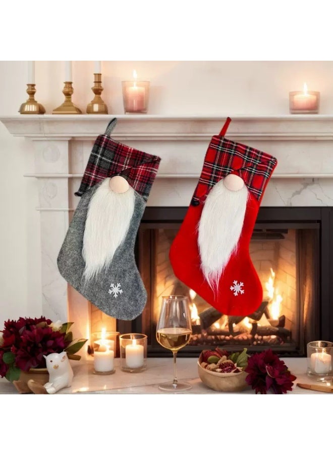 قطعتين زينة عيد الميلاد جوارب حلوى بابا نويل أكياس الهدايا زينة شجرة عيد الميلاد المعلقات - Image 1