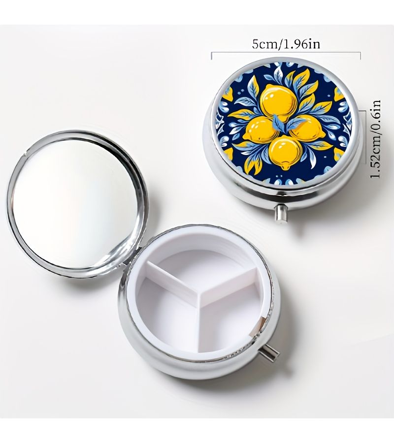 Round 3 Compartments Mini Portable Lemon Style Storage Box For Holiday Decor Home Travel Organization - Image 2