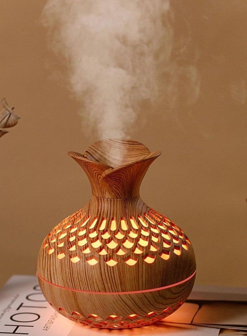 Festive Gallery Essential Oil Diffuser, 300ml, Wood Grain Aromatherapy Diffuser, Cool Mist Humidifier with 7 Color Changing LED Lights and Timer Settings, Waterless Auto off, USB Mini Ultrasonic Humidifier Yellow  - Image 1
