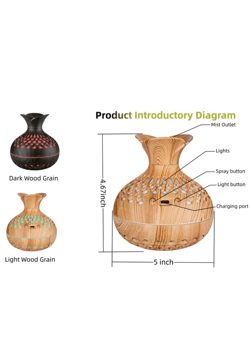 Festive Gallery Essential Oil Diffuser, 300ml, Wood Grain Aromatherapy Diffuser, Cool Mist Humidifier with 7 Color Changing LED Lights and Timer Settings, Waterless Auto off, USB Mini Ultrasonic Humidifier Yellow  - Image 5