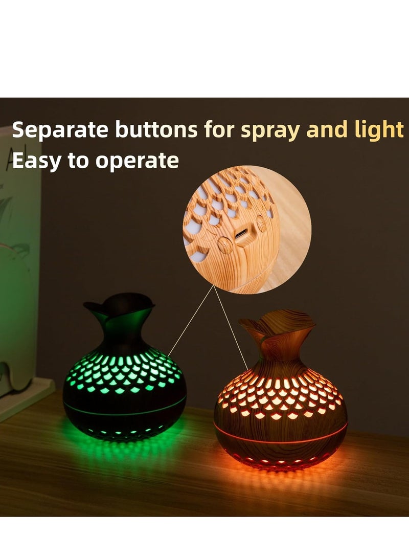 Festive Gallery Essential Oil Diffuser, 300ml, Wood Grain Aromatherapy Diffuser, Cool Mist Humidifier with 7 Color Changing LED Lights and Timer Settings, Waterless Auto off, USB Mini Ultrasonic Humidifier Yellow  - Image 3