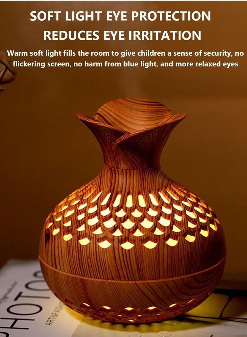 Festive Gallery Essential Oil Diffuser, 300ml, Wood Grain Aromatherapy Diffuser, Cool Mist Humidifier with 7 Color Changing LED Lights and Timer Settings, Waterless Auto off, USB Mini Ultrasonic Humidifier Yellow  - Image 2