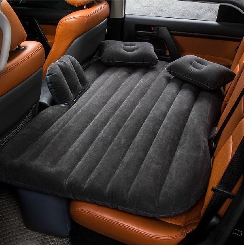 Cara Penggunaan Car Travel Inflatable Mattress Air Bed Cushion Camping Universal SUV Extended Air Couch with Two Air Pillows (Black) - Image 1