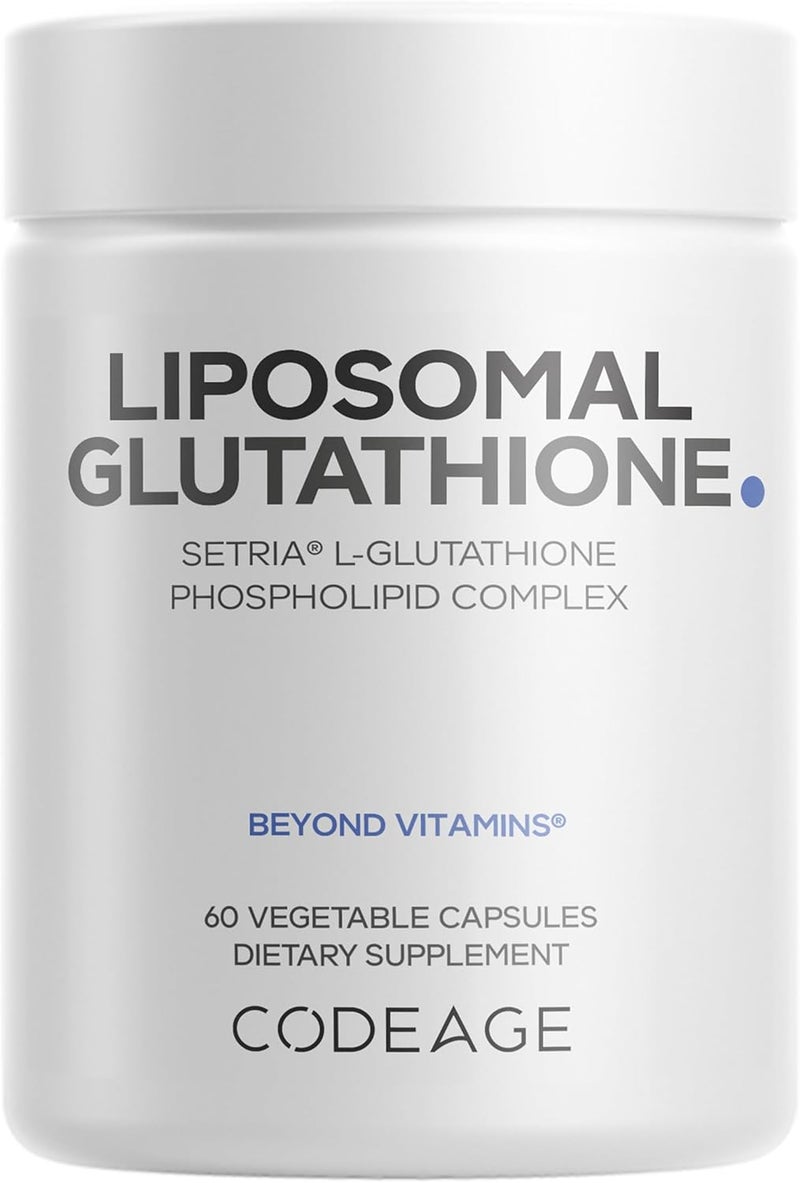 Codeage Liposomal Glutathione Supplement  Pure Reduced Setria LGlutathione Liposomal Delivery Phospholipid Complex  Encapsulated Glutathione Powder Pills  Vegan NonGMO  60 Capsules - Image 1