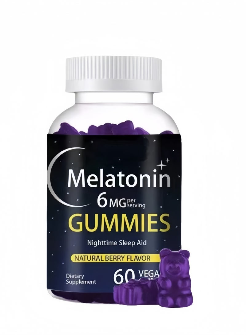 DAZZEL Melatonin 6 mg Fast Dissolve 60 Gummies | Nighttime Sleep Aid | Natural Berry Flavor | Vegetarian, Non-GMO, Gluten Free - Image 1