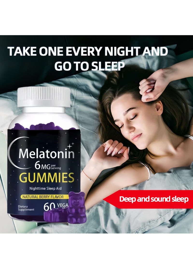 DAZZEL Melatonin 6 mg Fast Dissolve 60 Gummies | Nighttime Sleep Aid | Natural Berry Flavor | Vegetarian, Non-GMO, Gluten Free - Image 2