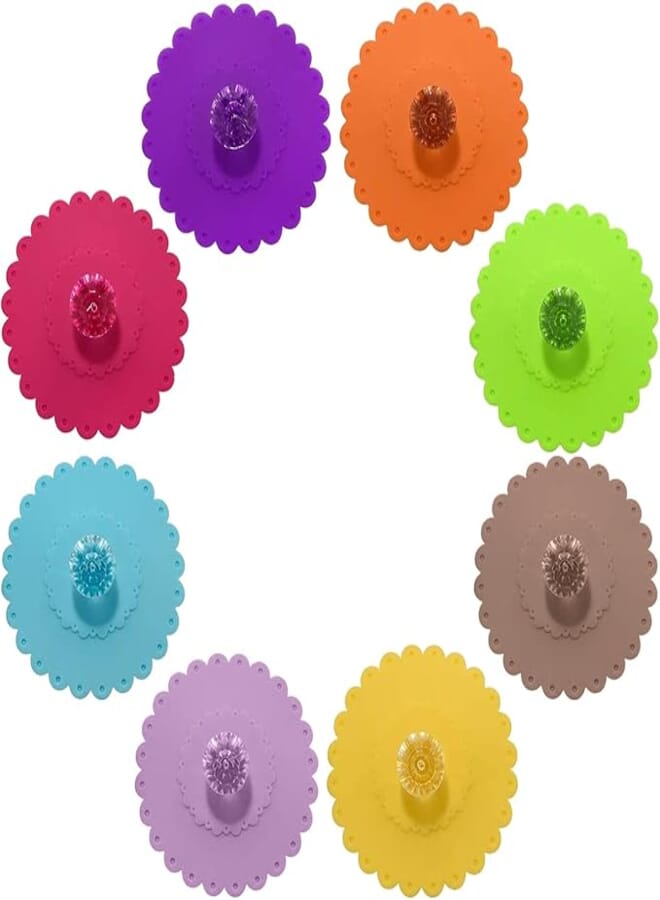 Silicone Glass Cover, 8 Pieces Food Grade Silicone Drinking Glass Lid Cover, Glass Lid Anti Dust Silicone Cup Lid Glass Covers for Coffee Beer Mug Drinking Glasses