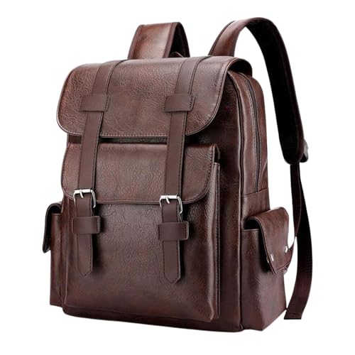 TOURTIER Men's PU Leather Large Capacity Casual Business Laptop Bag, Backpack for Travel, Sports, Business, College, School (MAROON) - Image 1