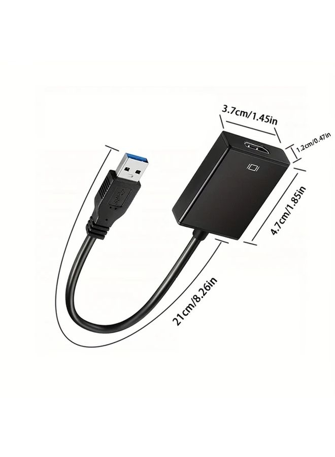 Black Aluminum USB 3 0 to HDMI Adapter 1080P Video Audio Converter for PC Laptop to Monitor TV Supports Windows - Image 2