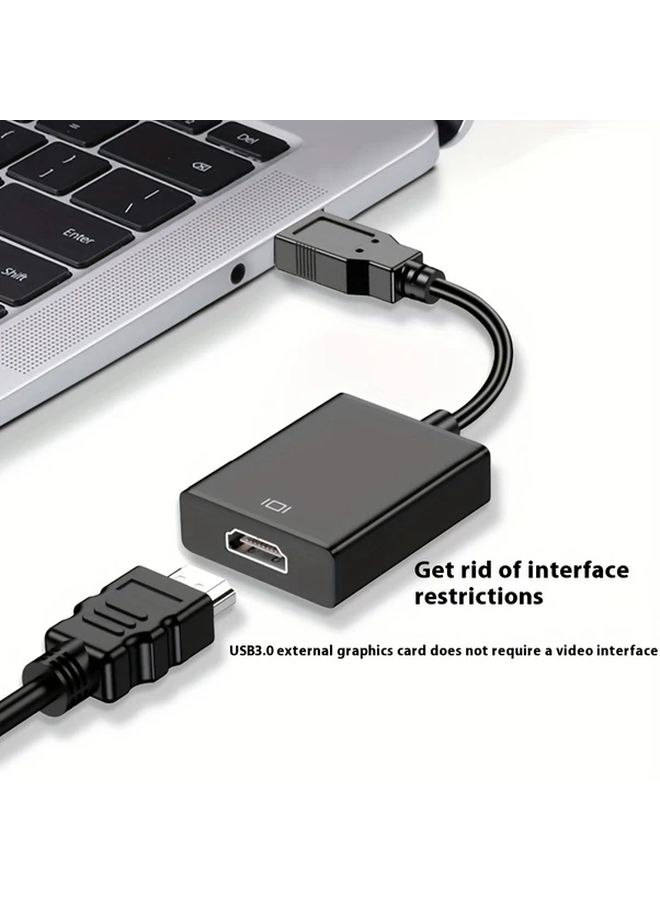 Black Aluminum USB 3 0 to HDMI Adapter 1080P Video Audio Converter for PC Laptop to Monitor TV Supports Windows - Image 4