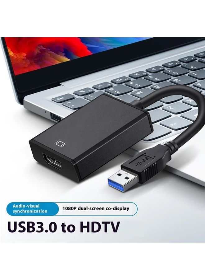 Black Aluminum USB 3 0 to HDMI Adapter 1080P Video Audio Converter for PC Laptop to Monitor TV Supports Windows - Image 5