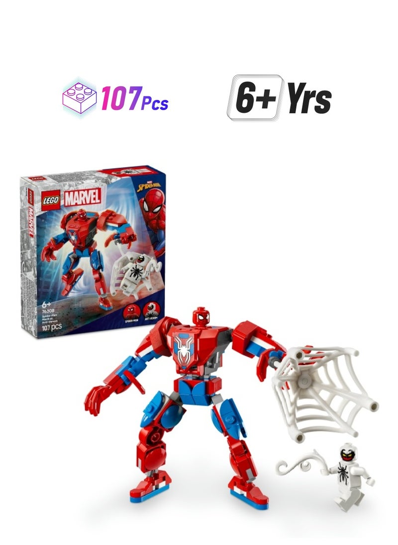 LEGO Marvel Spider-Man Mech vs. Anti-Venom Buildable Toy Figure Set 76308 (107) Pieces  - Image 1