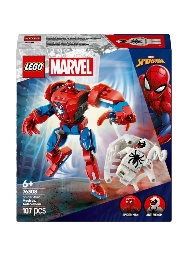 LEGO Marvel Spider-Man Mech vs. Anti-Venom Buildable Toy Figure Set 76308 (107) Pieces