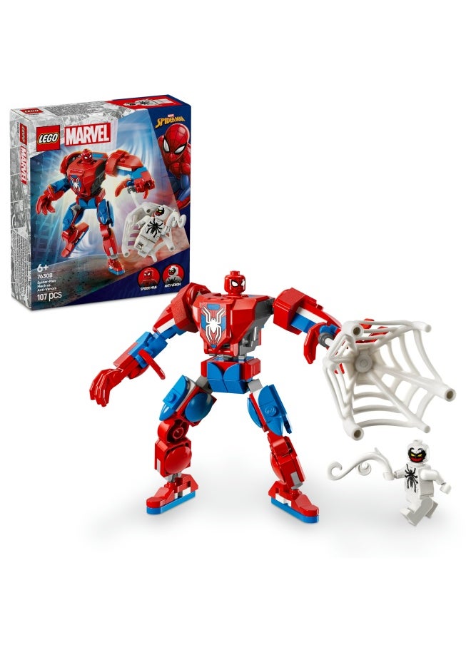 LEGO Marvel Spider-Man Mech vs. Anti-Venom - Super Hero Figure Building Toy with 2 Minifigures for Imaginative Role Play - Gift for 6 Plus Year Old Boys and Girls 76308 (107 pieces)  - Image 1
