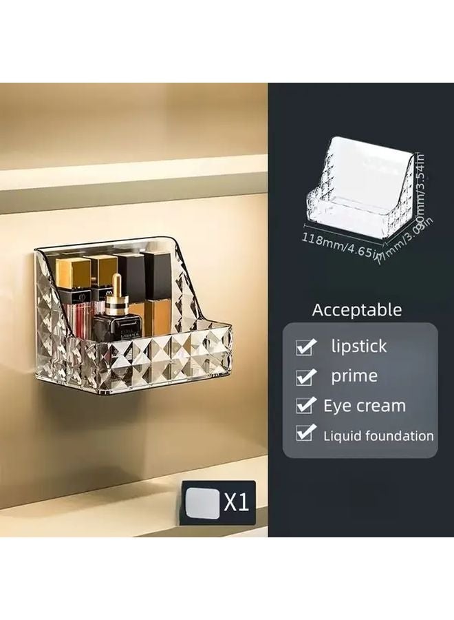 Wall Mounted Mirror Cabinet Organizer With Slanted Shelves Light Luxury White - Image 1
