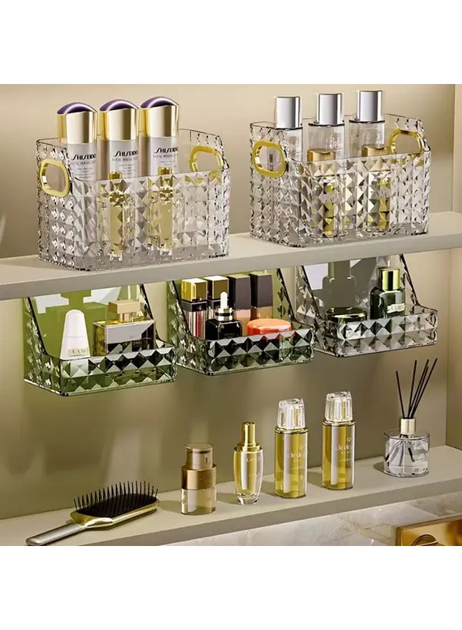 Wall Mounted Mirror Cabinet Organizer With Slanted Shelves Light Luxury White - Image 2