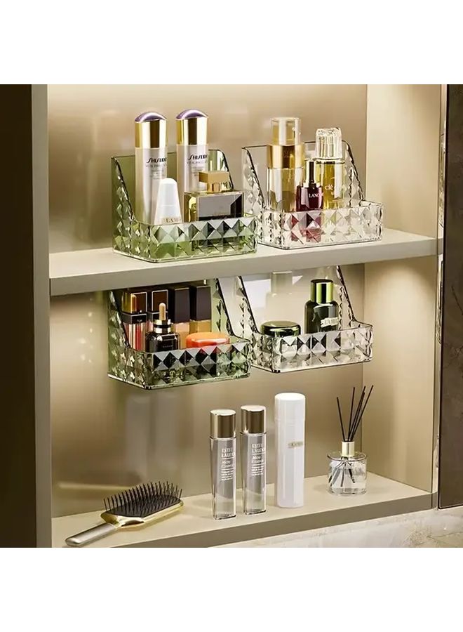 Wall Mounted Mirror Cabinet Organizer With Slanted Shelves Light Luxury White - Image 5