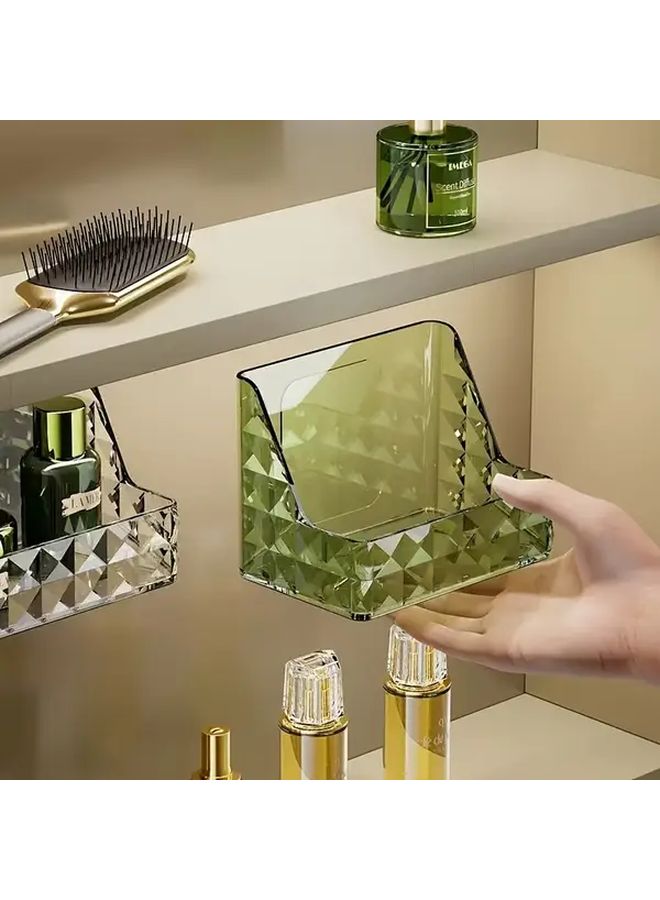 Wall Mounted Mirror Cabinet Organizer With Slanted Shelves Light Luxury White - Image 3