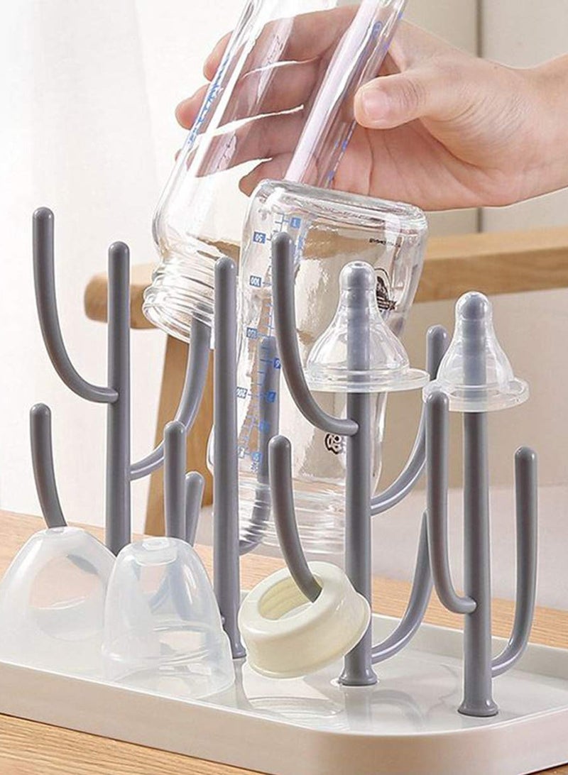 Baby Essentials,Bottle Drying Rack,Baby Bottle Drying Rack,Drying Rack for Kitchen Counter,Detachable Bottle Dryer Holder with Base.for Nipples,Cups,Pump Parts and Accessories(Gray) - Image 5