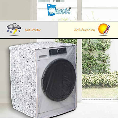 Classic® Front Load Washing Machine Cover Suitable for Bosch 5.5 Kg & 6 Kg (50cmsX63cmsX81cms, White & Grey) - Image 2
