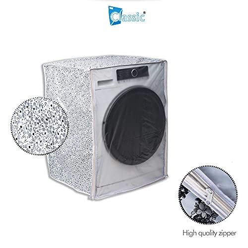 Classic® Front Load Washing Machine Cover Suitable for Bosch 5.5 Kg & 6 Kg (50cmsX63cmsX81cms, White & Grey) - Image 3