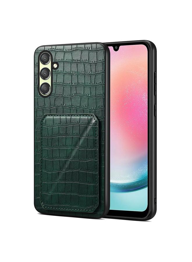 Denior Case For Samsung Galaxy A24 4G Imitation Crocodile Leather Back Phone Case with Holder - Image 1