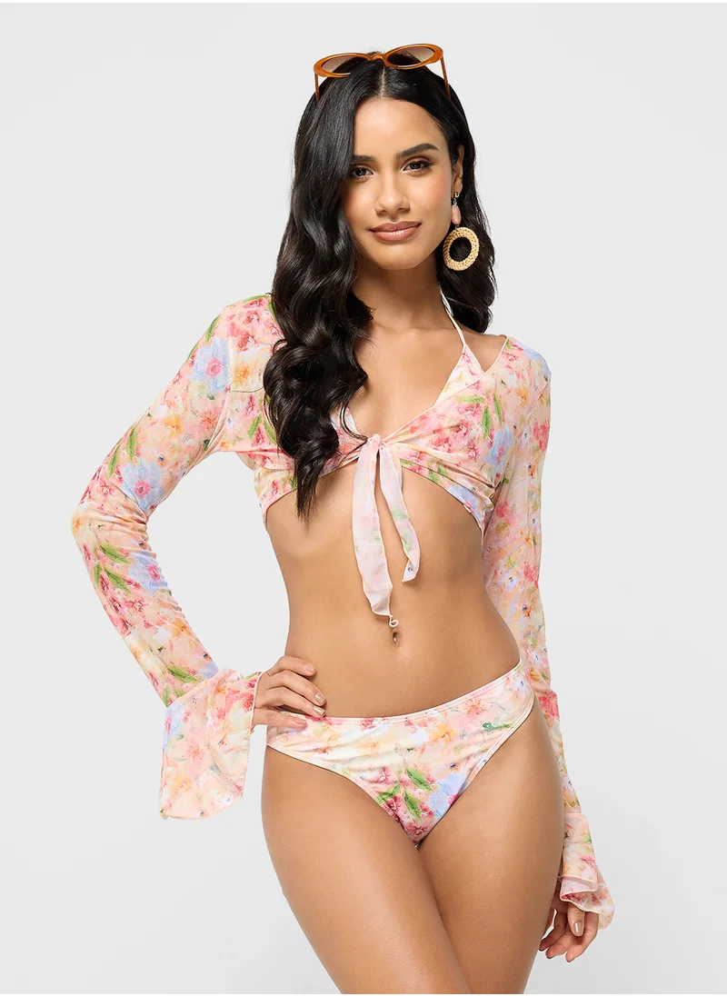 Ginger 4 Pc Bikini Top & Bottom & Ruched Skirt Set