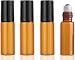 DreamAug 4Pack 5ml Amber Glass Roller Bottles with Black Metal Roller Balls Empty Refillable Essential Oil Roll On Bottles for Aromatherapy Perfume DIY Blends Travel Use - Image 2