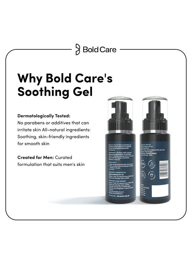 Bold Care - Bold Care Post Hair Removal Soothing Gel for Men | Reduces ingrown hair & razor bumps | Soothes irritated skin | Contains Aloe Vera & Shea Butter | Use after shaving & hair removal (60 ml) - Image 1
