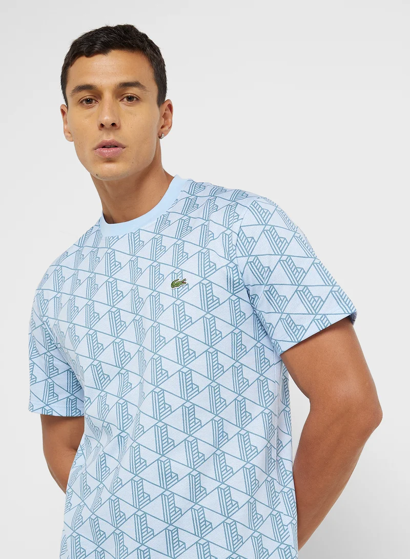 LACOSTE Striped Logo Detailed T-Shirt