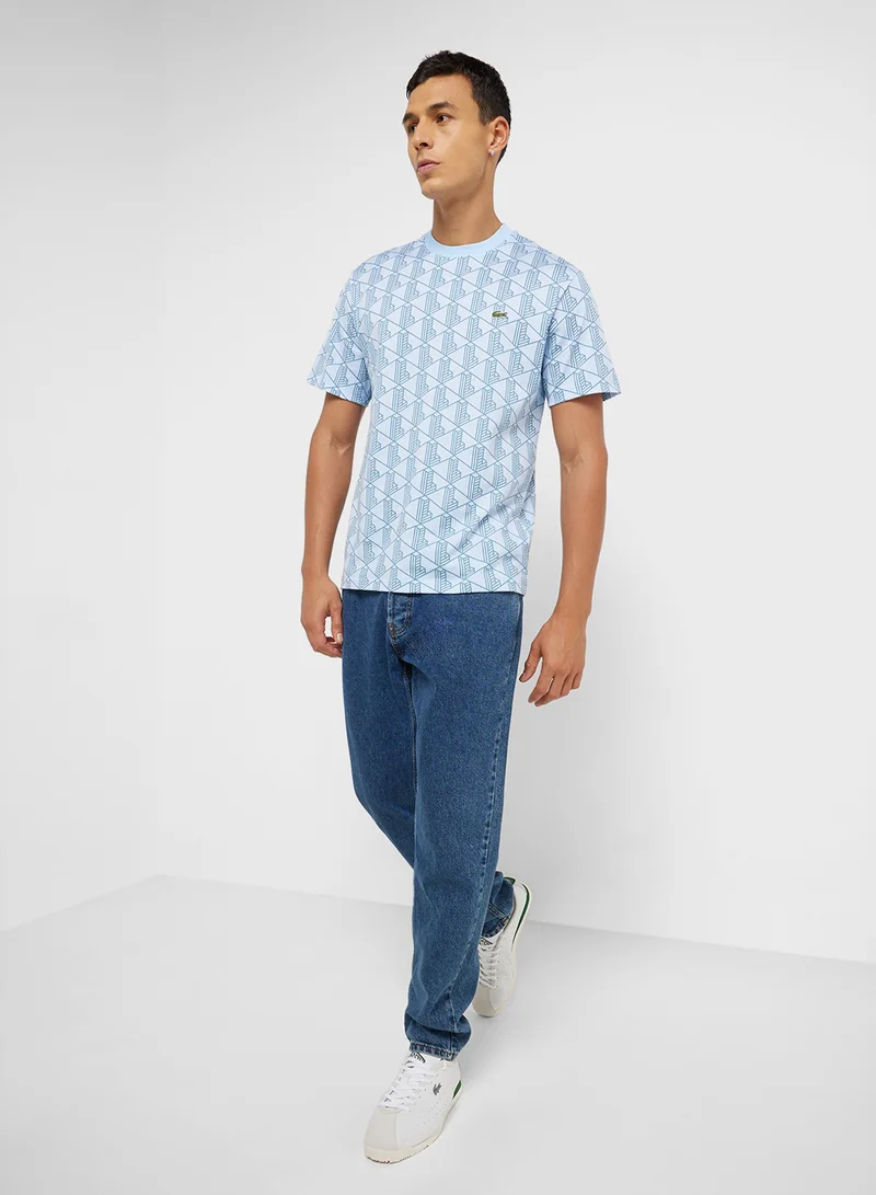 LACOSTE Striped Logo Detailed T-Shirt