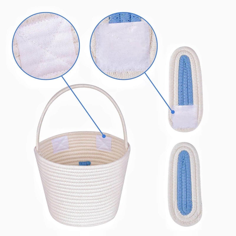 CubesLand Easter Baskets Empty Kids Easter Hunt Basket,Soft Skin-Friendly Baby First Easter Basket Handwoven Easter Bunny Basket Storage Easter Eggs Easter Decor 2-Piece 9.8 x 7.8 x 7.8 - Image 4