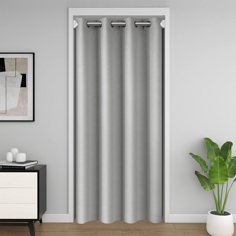 Door Curtain for Doorway Privacy Sliding Closet Door Curtains 80 Inch Length Insulated Thermal Privacy Curtain Cover for Room Divider Blackout Doorway Curtain Grommet Top 1 Panel W42 X L80 Grey