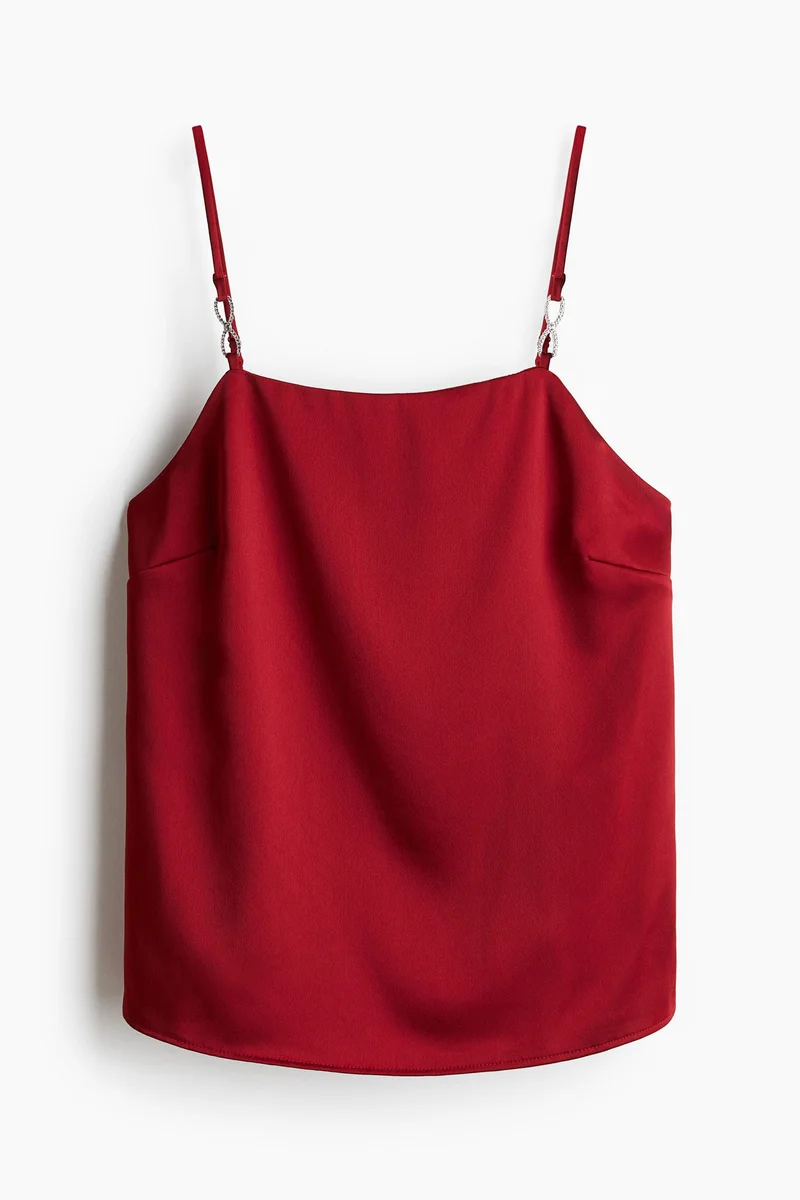 H&M Rhinestone-detail satin strappy top