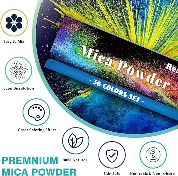 Kedia Minerals Mica Powder for Epoxy Resin 36 Color Epoxy Resin Color Pigment Cosmetic Grade Mica Powder for Soap Making Candle Making Lip Gloss Art Crafts Bath BombResin Supplies3gBag - Image 3