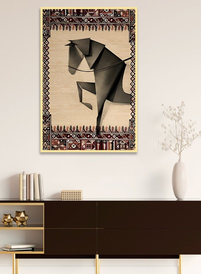 4gdran Canvas Wall Art For Wall Decoration Horses Design With A Hollow Frame Size 120x80cm One Piece  - Image 1