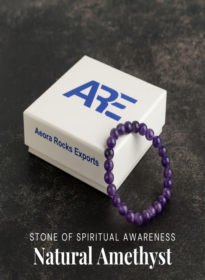 ARE - Aeora Rocks : Natural Amethyst Bracelet for Women & Men - 8 mm Polished Round Beads - Crystal Jewelry for Stress Relief, Balance & Intuition - Image 5