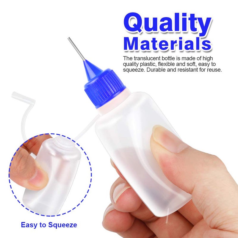 YGDZ 12pcs Precision Tip Applicator Bottles, 30ml Needle Tip Squeeze Glue Bottles for Paint Quilling Craft, 6 Colors Precision Bottles with 5 Mini Funnels - Image 3