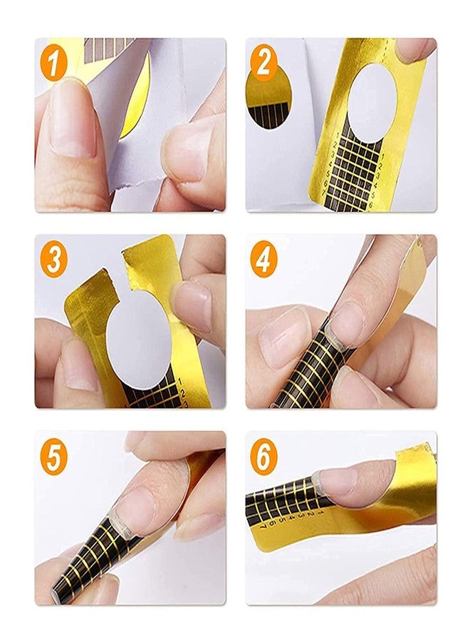 Ruby Face RUBYFACE Nail Forms for Acrylic Nails,Polygel Nail Forms,Nail Extension Tips Guide Paper Sticker for Nail Art Gel For Acrylic, UV Gel, Salon (Rectangle - Gold, 500 PCS) - Image 4