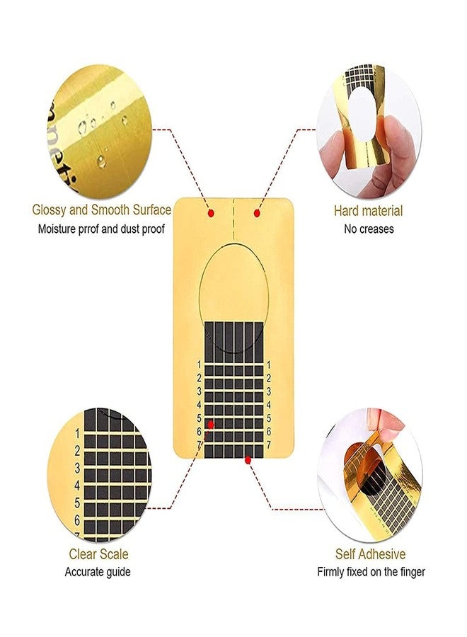 Ruby Face RUBYFACE Nail Forms for Acrylic Nails,Polygel Nail Forms,Nail Extension Tips Guide Paper Sticker for Nail Art Gel For Acrylic, UV Gel, Salon (Rectangle - Gold, 500 PCS) - Image 5