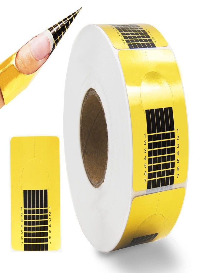 Ruby Face RUBYFACE Nail Forms for Acrylic Nails,Polygel Nail Forms,Nail Extension Tips Guide Paper Sticker for Nail Art Gel For Acrylic, UV Gel, Salon (Rectangle - Gold, 500 PCS) - Image 1