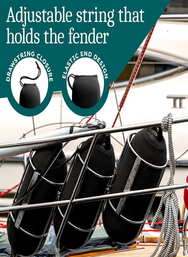 Aennon Boat Fender Covers 4 Pack - Fits 6.5" Boat Fenders - Black Boat Bumpers - Ultimate Protection - Durable Bumper Covers - Marine Bumpers - Add Style to Your Boat - Image 2