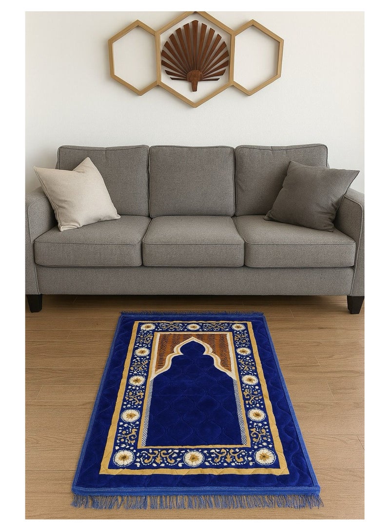 Fabienne Anti-Slip Thick Foam Velvet Top Prayer Mat Blue 80x120 cm  - Image 2