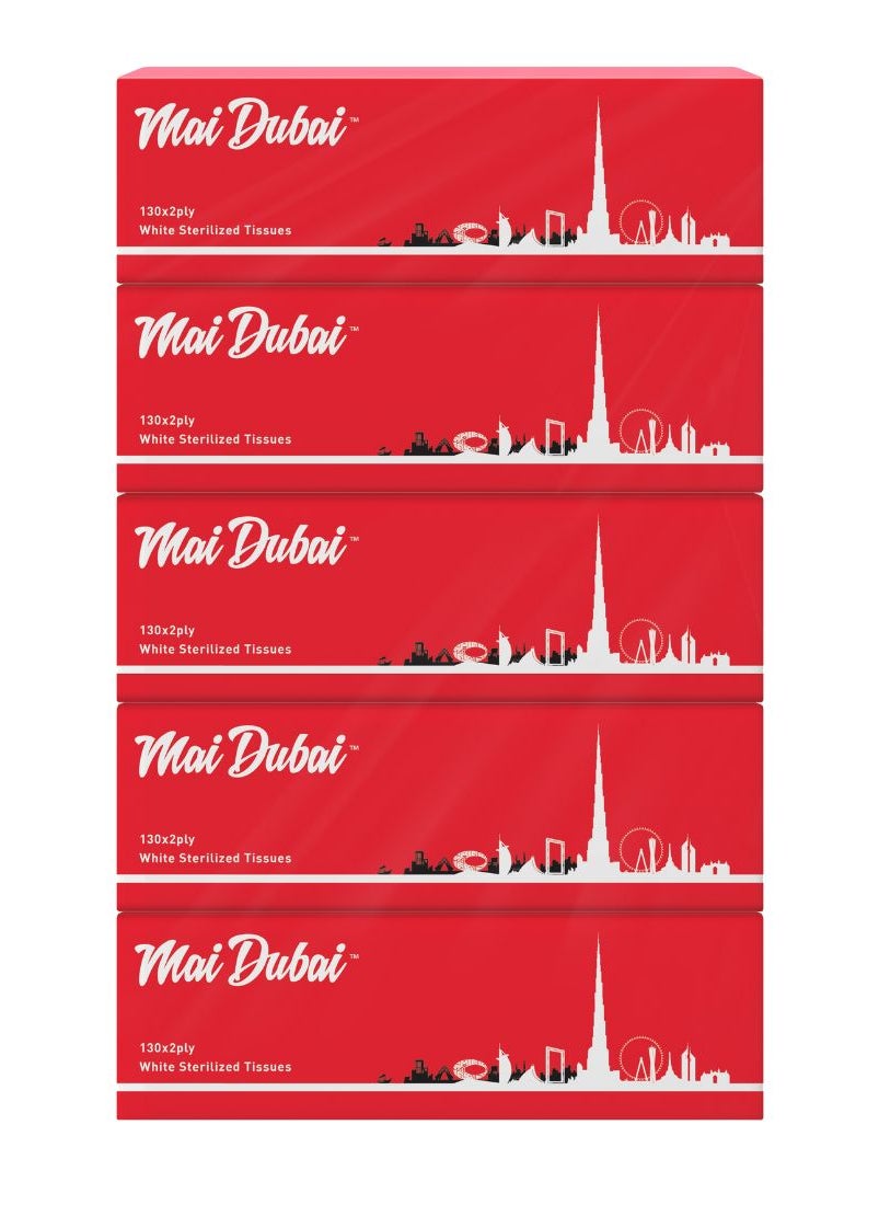 Mai Dubai 2 Ply  Facial Tissue 130 Sheets Pack of 5  - Image 1
