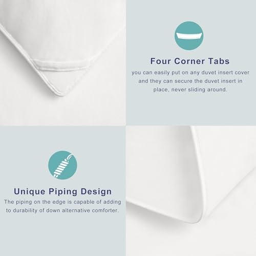 ACCURATEX Queen Duvet Insert Comforter,100% Cotton Shell, 400GSM Thick Fluffy Down Alternative Comforter,Breathable Soft White Hotel Bed Duvet Insert with Corner Tabs(90''x90'') - Image 4